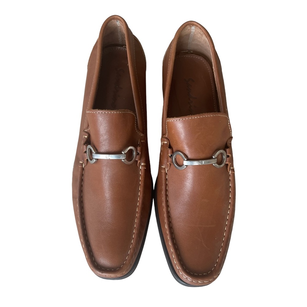 SANDRINO CORDOBA MENS LEATHER LOAFERS SILVER TONE BUCKLE Size 12D